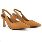 Sapato Slingback Feminino Salto Taça Médio Bico Fino Social Confortável Clássico Casual Moda Luxo