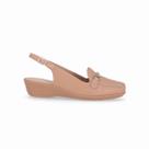 Sapato Slingback Ivone Salto Anabela Médio Amendoa