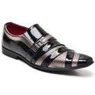 Sapato Social Confortável Masculino Amsterdã Preto e Fit Grafite Vogado Shoes