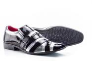 Sapato Social Confortável Masculino Amsterdã Preto e Prata Vogado Shoes