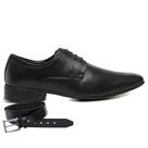 Sapato Social Couro Jota Pe Preto Confort + Cinto 79100