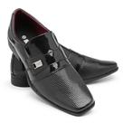 Sapato Social Executivo Masculino Croco Estilo Italiano Casual Bico Quadrado Solado De Borracha