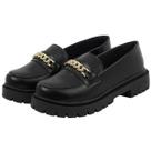 Sapato Social Feminino Tratorado Mocassim Com Detalhe Em Corrente Preto Sapato Social Feminino Tratorado Mocassim Com Detalhe Em Corrente Preto