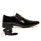 Sapato Social Jota Pe Verniz Preto Air + Cinto 74926
