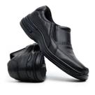 Sapato Social Masculino Bico Quadrado Elástico Slip-On Calçar Trabalho Preto e Marrom