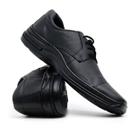Sapato Social Masculino Couo Bico Quadrado Cadarço Trabalho Preto Semi Brogue