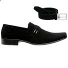 Sapato Social Masculino em Nobuck Preto Premium Casual Esporte Fino - Cinto