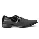 Sapato Social Masculino Italiano Preto Fosco Verniz Moda Tendencia Elegancia Conforto Casual 834