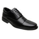 Sapato Social Masculino Militar Bico Redondo Cadarço Preto
