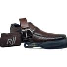Sapato Social Masculino Rafarillo Em Couro Café Kit 4x1