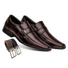 Sapato Social Masculino Tamanho Grande Especial com Elastico e Metal cor Café + Cinto Dupla Face Sapato Social Masculino Tamanho Grande Especial com Elastico e Metal cor Café + Cinto Dupla Face