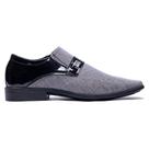 Sapato Social Masculino Verniz Preto Lona Grafite De Luxo