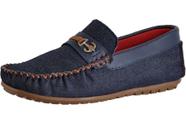 Sapato Social Mocassim Infantil Masculino Jeans Esporte Casual Sem Cadarço Confortável Bermuda