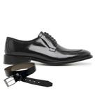 Sapato Social Preto em Couro + Cinto 28406