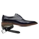 Sapato Social Preto Wood Couro + Cinto 60020