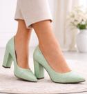 Sapato Social Scarpin Salto Alto Grosso Bico Fino 9cm Feminino EMILY ONLINE Verde Genero:FemininoCor:VerdeTamanho:35
