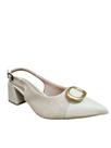 Sapato Usaflex feminino Bico Fino Nude Fivela salto médio
