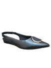 Sapato Usaflex Feminino Mule Couro Preto Bico fino anatômico