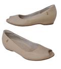 Sapato Usaflex N2256 Peep Too Conforto em Couro Creme Sapato Usaflex N2256 Peep Too Conforto em Couro Creme