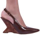 Sapato Zariff Slingback com Salto Anabela Mármore 2105-6716 Chocolate