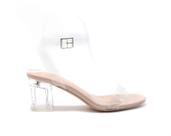 Sapatos Cape Robbin Wisdom Transparent Chunky Heels Nude