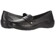 Sapatos Clarks Cora Daisy Loafer femininos de couro preto tamanho 12W