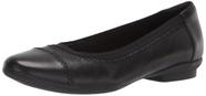 Sapatos Clarks Sara Bay Ballet Flat femininos de couro preto