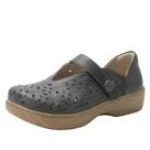 Sapatos confortáveis Alegria Opheliah em couro com corte em V Mary Jane Stone