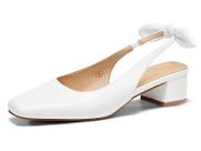 Sapatos Coutgo Chunky Low Heels Slingback Pumps brancos tamanho 8,5