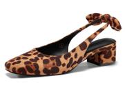 Sapatos Coutgo Chunky Low Heels Slingback Pumps femininos Leopard