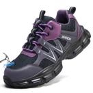 Sapatos de bico de aço Hogent para homens e mulheres preto/roxo, tamanho 43/42