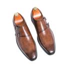 Sapatos De Couro Masculinos Retro Com Fivela E Bico Fino, Confortáveis Para Negócios, Escritório E