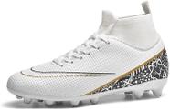 Sapatos de futebol para jovens, futebol juvenil, pontas longas, couro e borracha