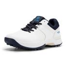 Sapatos de golfe FitVille Extra Wide impermeáveis para homens, branco e azul