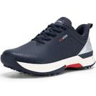 Sapatos de golfe FitVille Wide Wide Waterproof para homens azul escuro/prateado
