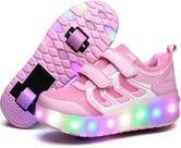 Sapatos de patins Ufatansy LED recarregáveis para crianças duplos rosa