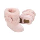 Sapatos De Pelúcia De Inverno Para Bebês De 0 a 18 Meses, Botas De Algodão Com Nó De Borboleta, Sola