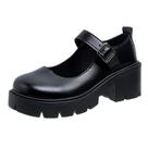 Sapatos De Plataforma Com Fivela No Tornozelo Em material sintético Preto Para Mulheres, Estilo Japonês Sapatos De Plataforma Com Fivela No Tornozelo Em material sintético Preto Para Mulheres, Estilo Japonês