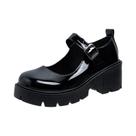 Sapatos De Plataforma Com Fivela No Tornozelo Em material sintético Preto Para Mulheres, Estilo Japonês