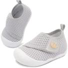Sapatos de primeiros passos para bebê FEETCITY cinza, respiráveis e antiderrapantes
