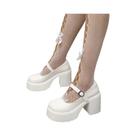Sapatos De Salto Alto Chunky Rosa Com Tiras No Tornozelo, Estilo Mary Jane Lolita, Tamanho plus 42,