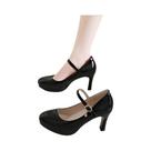 Sapatos De Salto Alto Pretos Para Mulheres Em Tamanhos Grandes, Casuais De Primavera, Cor Sólida,