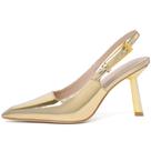 Sapatos de salto alto RIBONGZ Gold para mulheres Stiletto 9cm