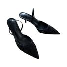 Sapatos De Salto Fino Com Bordado Em Rede Para Mulheres, Slingback, Bico Fino, Para O Verão