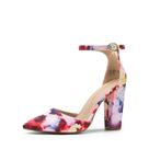Sapatos DREAM PAIRS Coco Floral com Salto Grosso Bloco