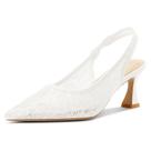 Sapatos femininos Aachcol, malha de renda, salto estilingue, brancos, 8,5 M, EUA Sapatos femininos Aachcol, malha de renda, salto estilingue, brancos, 8,5 M, EUA