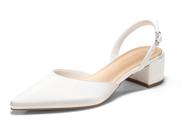 Sapatos femininos Coutgo, salto baixo e grosso, estilingue, brancos, tamanho 6