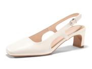 Sapatos femininos Coutgo Slingback Chunky, salto baixo, bege, tamanho 9