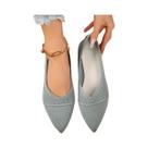 Sapatos Femininos De Cor Sólida Com Bico Fino, Sapatilhas Casuais Respiráveis De Malha
