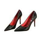 Sapatos Femininos De Salto Alto De 7cm Com Sola Vermelha, Bico Fino, Stiletto Sexy Em Couro